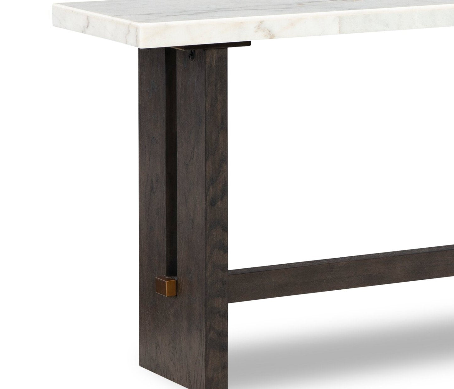 Table de canapé Warwick 52" en bois massif et marbre – Chêne blanc et brun | Table de salon Warwick de 52 po en bois massif et en marbre - blanche et chêne brun