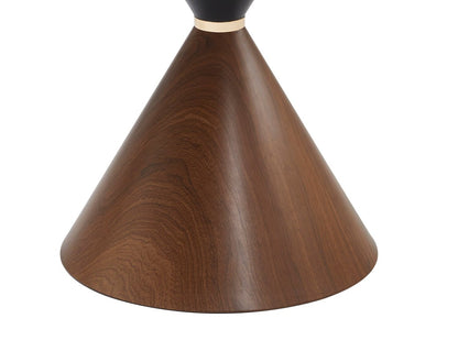 Table de salle à manger Alwin avec dessus en pierre frittée, base en forme de sablier et touches dorées - 47,25 po (L), ronde - brune