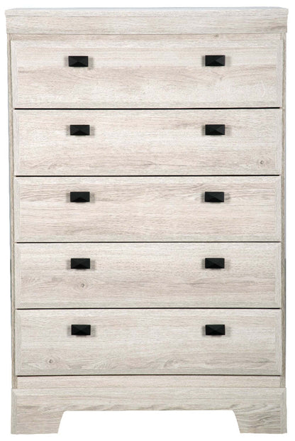 Commode de chambre à coucher Yorkdale, 5 tiroirs, 31,1 l x 47,4 h, fabriquée au Canada - Blanc | Commode verticale Yorkdale de 31,1 po (L) x 47,4 po (H) à 5 tiroirs pour la chambre à coucher, fabriquée au Canada - blanche