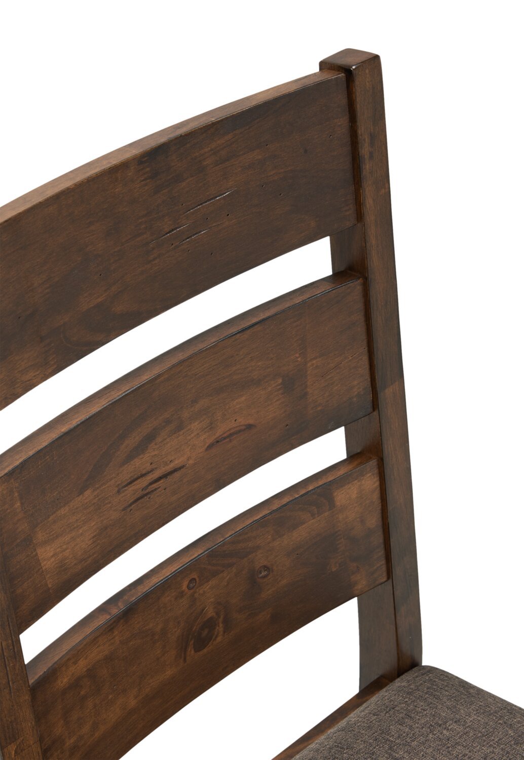 Chaise de salle à manger prune avec tissu en polyester, bois, dossier en échelle - Brun muscade | Chaise de salle à manger Plum en tissu de polyester et en bois avec dossier en échelle - brun muscade