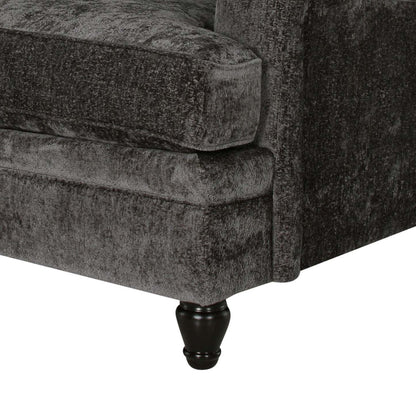 Made in Canada Bellmont 64 Chenille Fabric Loveseat with Reversible Cushions and Wood Legs - Charcoal Grey | Causeuse Bellmont de 64 po fabriquée au Canada en tissu de chenille avec coussins réversibles et pattes en bois - gris anthracite