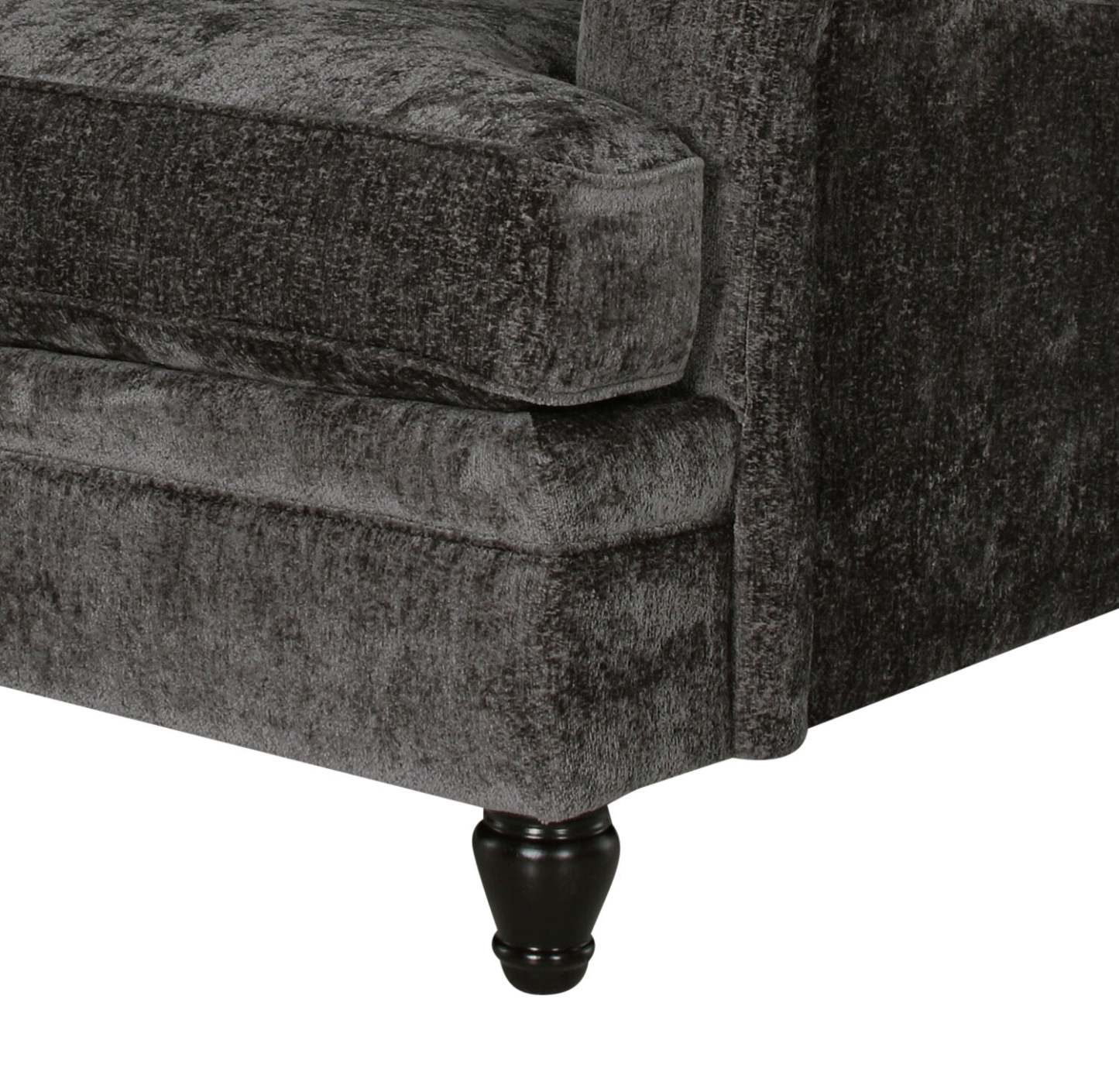 Fauteuil Bellmont de 38 po fabriqué au Canada en tissu de chenille avec pattes en bois - gris anthracite