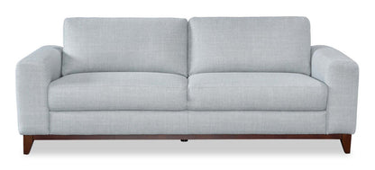 Sofa River de 87 po en tissu d’apparence lin avec base et pattes en bois - gris