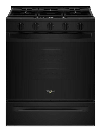 Cuisinière à gaz Whirlpool de 5 pi³ et de 30 po avec cuisson à air - noire - WSGS5030SB | Whirlpool 30 5 Cu. Ft. Gas Range with Air Cooking - Black - WSGS5030SB