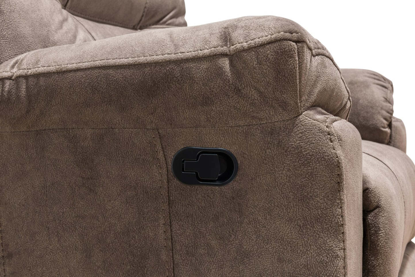 Fabriqué au Canada Fauteuil inclinable coulissant en tissu Gybson 38 - Brun latte | Fauteuil coulissant inclinable Gybson de 38 po fabriqué au Canada en tissu - brun latté