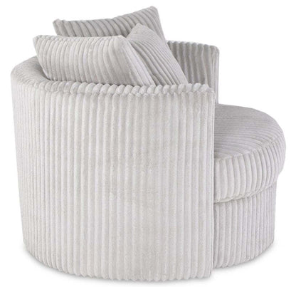 Fauteuil d’appoint pivotant Cuddler Midi de 42 po fabriqué au Canada en tissu de chenille - gris Groove Mist