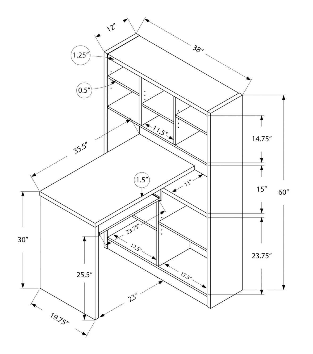 Bureau réversible Mollie 35,5 avec bibliothèque ouverte - Blanc|Bureau réversible Mollie de 35,5 po avec bibliothèque ouverte - blanc