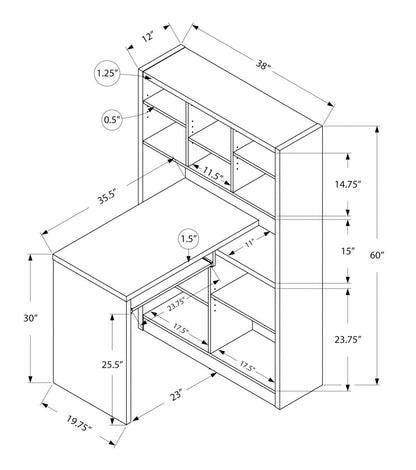 Bureau réversible Mollie 35,5 avec bibliothèque ouverte - Blanc|Bureau réversible Mollie de 35,5 po avec bibliothèque ouverte - blanc