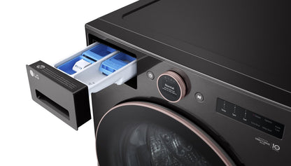 Laveuse à la vapeur intelligente haute efficacité LG à chargement frontal de 5,8 pi³ - acier noir - empilable - WM6500HBA | LG 5.8 Cu. Ft. Smart Front-Load High-Efficiency Steam Washer - Black Steel - Stackable - …