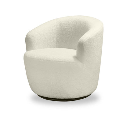 Chaise d'appoint pivotante courbée en tissu chenille bouclé Ivie 28,7 - Blanc | Fauteuil d'appoint pivotant courbé Ivie de 28,7 po en tissu chenille bouclé - blanc
