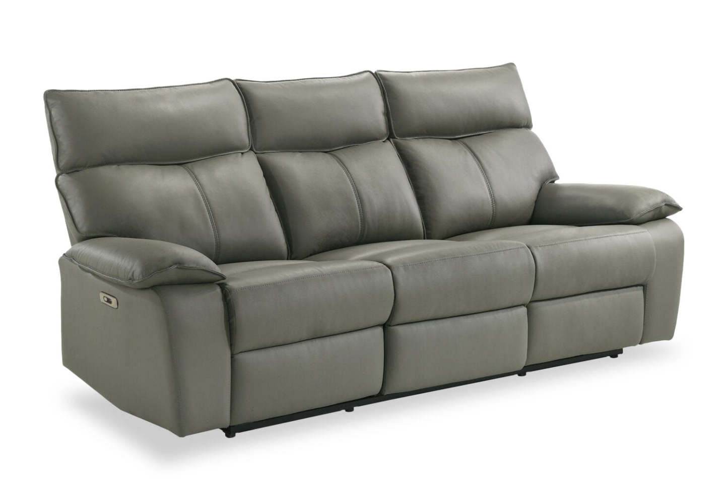 Sofa à inclinaison électrique Matteo de 88 po en cuir véritable - gris Aviarah