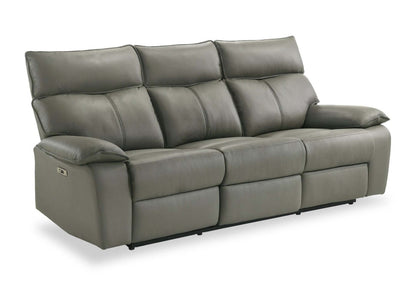 Sofa à inclinaison électrique Matteo de 88 po en cuir véritable - gris Aviarah