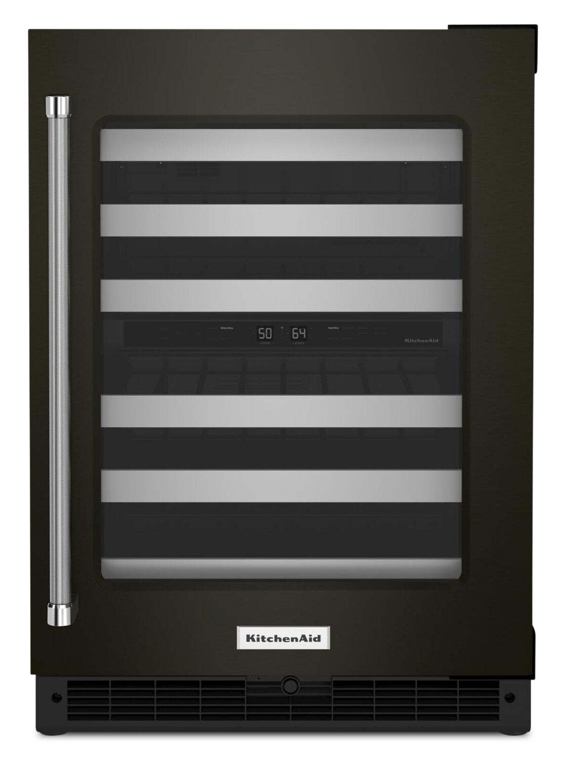 Réfrigérateur à vin KitchenAid de 5 pi³ et de 24 po sous le comptoir - acier inoxydable noir avec PrintShield™ Fi…