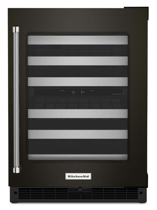 Réfrigérateur à vin KitchenAid de 5 pi³ et de 24 po sous le comptoir - acier inoxydable noir avec PrintShield™ Fi…