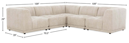 Sofa sectionnel modulaire Oaklyn Kort & Co. 5 pièces en tissu avec coussins de siège capitonnés - beige