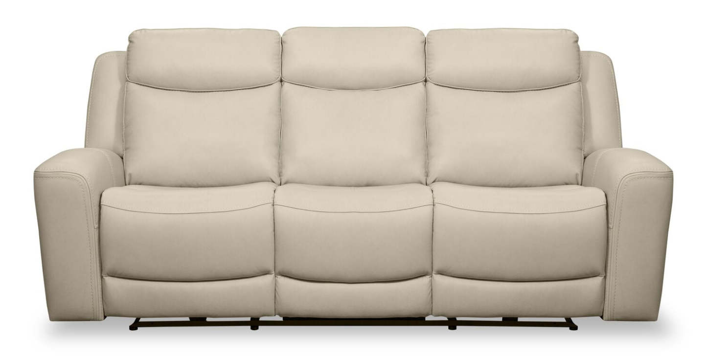 Sofa à inclinaison électrique Prescott de Scott Living de 88,5 po en cuir véritable avec appuie-têtes électriques - gris platine