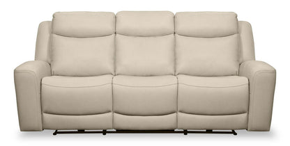 Sofa à inclinaison électrique Prescott de Scott Living de 88,5 po en cuir véritable avec appuie-têtes électriques - gris platine