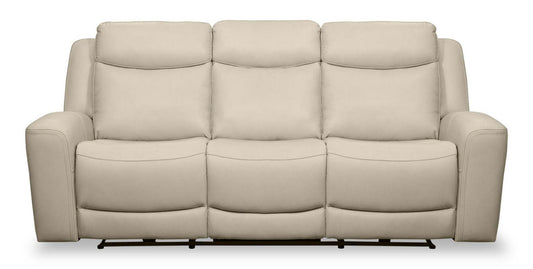 Sofa à inclinaison électrique Prescott de Scott Living de 88,5 po en cuir véritable avec appuie-têtes électriques - gris platine