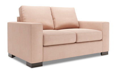 Fabriquée au Canada Causeuse personnalisable Track de Sofa Lab de 62 po en tissu d’apparence lin avec accoudoirs rectilignes - rose Pax Rose | TR203249