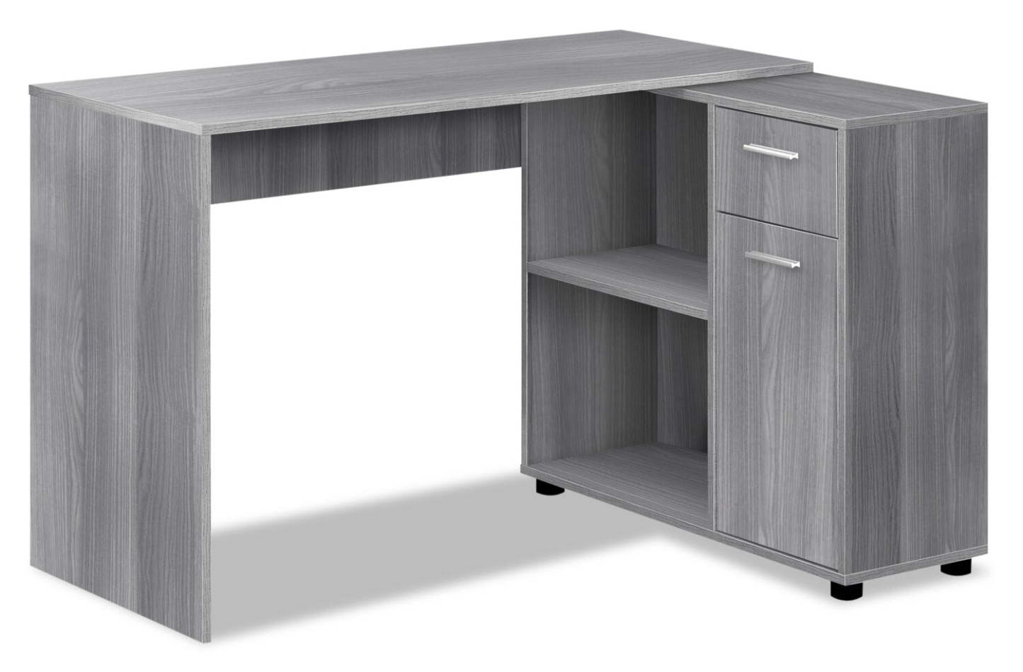 Zoey 46 L-Shaped Office Desk with Cubbies, Drawer & Cabinet - Grey|Bureau en forme de L Zoey de 46 po avec compartiments, tiroir et armoire - gris