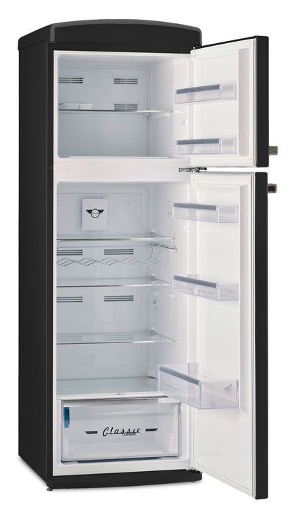 Unique Classic Retro 24 11 Cu Ft. Top Freezer Refrigerator – Midnight Black - UNQ-310L B TM | Réfrigérateur Classic Rétro d’Unique de 24 po et de 11 pi3 à congélateur supérieur - noir minuit - UNQ-310L B TM
