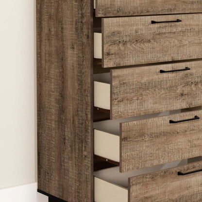 Commode de chambre Everley, 5 tiroirs, 29 L x 49 H - Marron | Commode verticale Everley de 29 po (L) x 49 po (H) à 5 tiroirs pour la chambre à coucher - brune