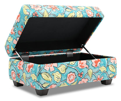 Fabriqué au Canada Pouf de rangement personnalisable The Trunk 39 en tissu - Malibu multicolore | Pouf de rangement The Trunk de Sofa Lab de 39 po fabriqué au Canada en tissu - Malibu multicolore | TRUN1144