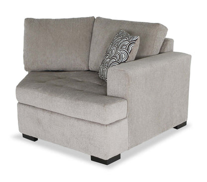 Fabriqué au Canada, canapé-lit sectionnel enveloppant Legend 2 pièces en tissu de chenille orienté à droite - beige platine