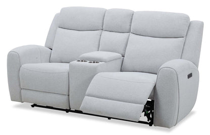 Reign 78 Fabric Power Reclining Loveseat with Console - Bronco Stone Grey | Causeuse à inclinaison électrique Reign de 78 po en tissu avec console - gris pierre Bronco