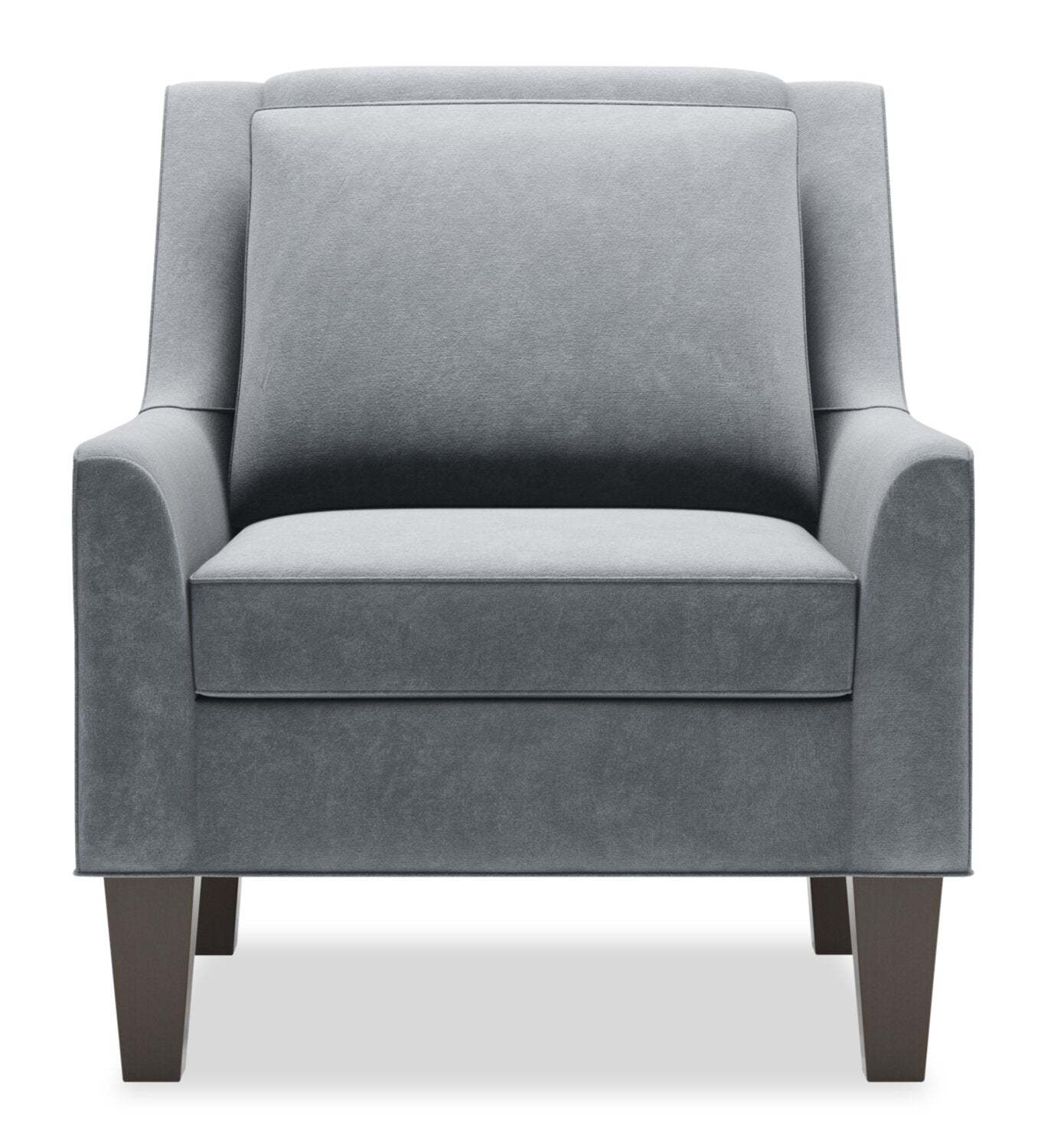 Fauteuil d’appoint club Sofa Lab personnalisable 29 po en tissu de velours avec pattes en bois - gris | Made in Canada Sofa Lab Customizable Club 29 Velvet Fabric Accent Chair with Wood Legs - Grey | CLUB2888