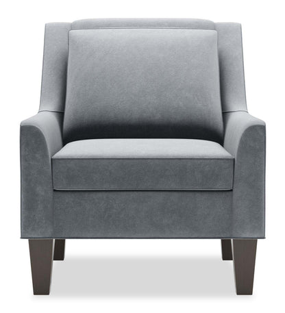 Fauteuil d’appoint club Sofa Lab personnalisable 29 po en tissu de velours avec pattes en bois - gris | Made in Canada Sofa Lab Customizable Club 29 Velvet Fabric Accent Chair with Wood Legs - Grey | CLUB2888
