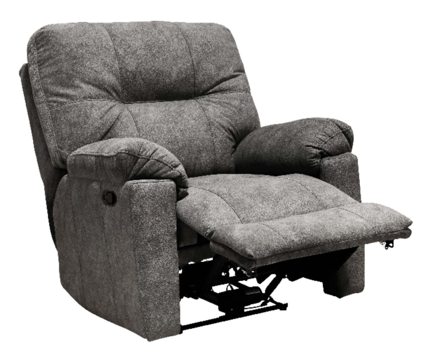 Fabriqué au Canada Fauteuil inclinable coulissant en tissu Gybson 38 - Gris | Fauteuil coulissant inclinable Gybson de 38 po fabriqué au Canada en tissu - gris