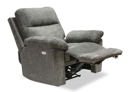 Fauteuil à inclinaison électrique Oliver 40 po fabriqué au Canada, en tissu chenille avec port USB - gris étain Addison