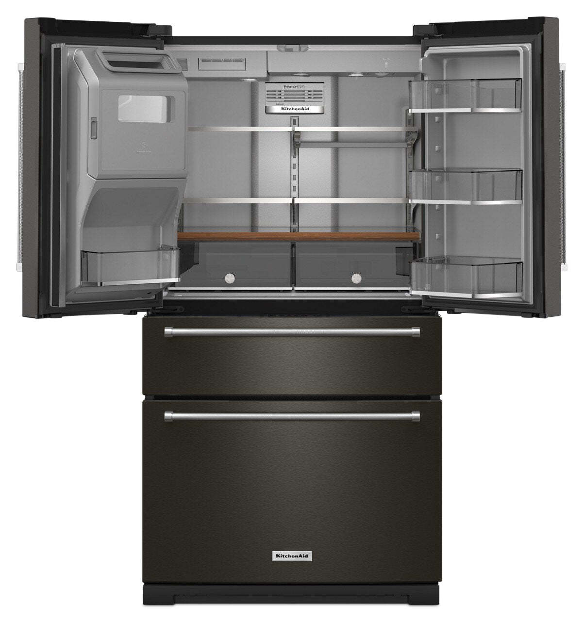 Réfrigérateur KitchenAid de 26,2 pi³ et de 36 po à portes françaises - acier inoxydable noir - KRMF536RBS | KitchenAid 36 26,2 Cu. Fort. Réfrigérateur à portes françaises - Acier inoxydable noir - KRMF536RBS