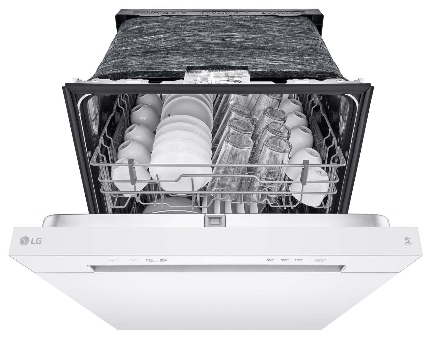 Lave-vaisselle LG 24 52 dBA à commande frontale intégrée avec séchage dynamique - Blanc - LDFC2423W | Lave-vaisselle encastré LG à 52 dBA de 24 po avec commandes à l'avant et système Dynamic DryMC - noir…