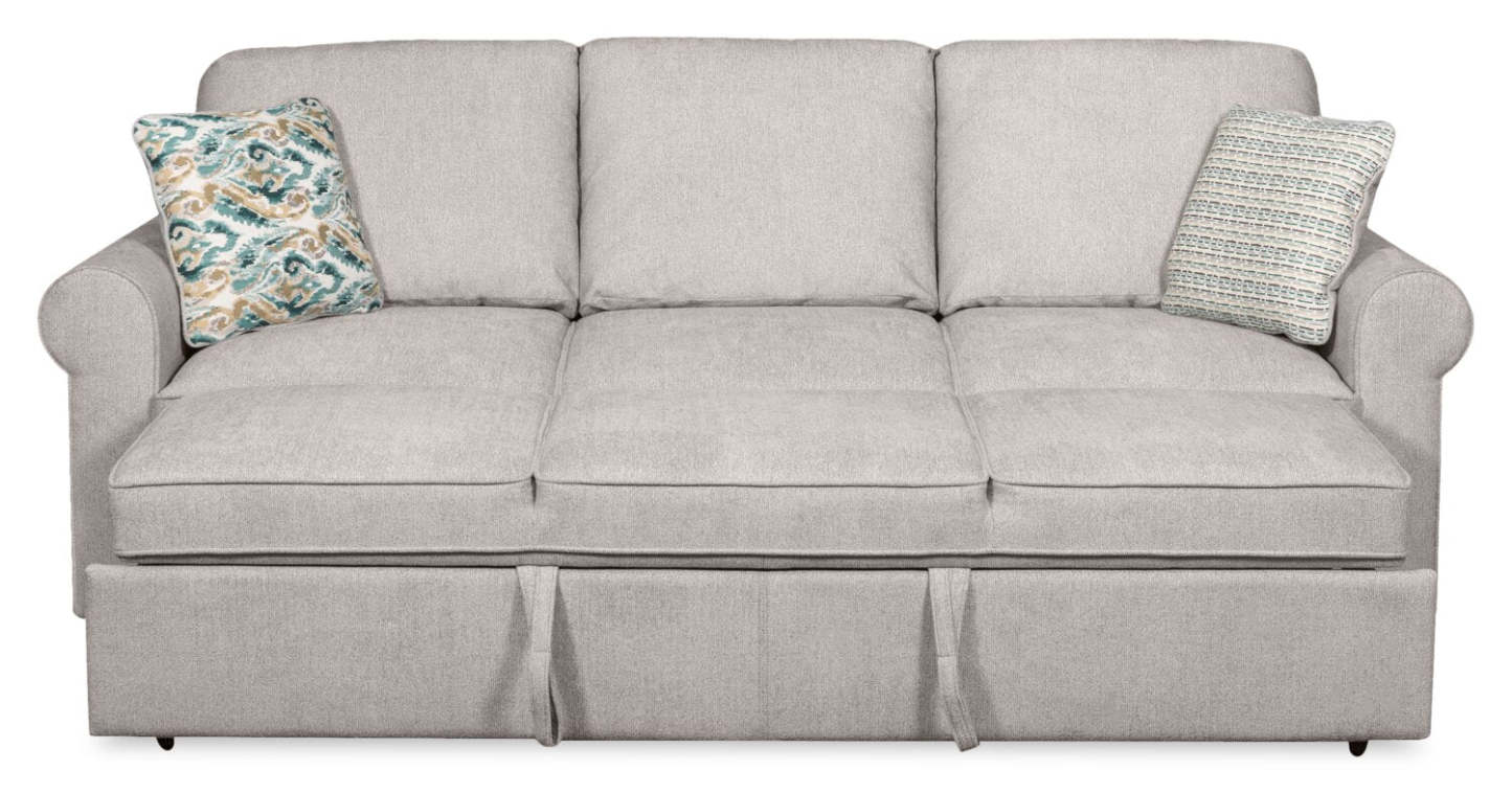 Scott Living Canapé-lit Haven 96 en tissu chenille avec pieds en bois - Gris | Canapé-lit Haven de Scott Living de 96 po en tissu de chenille avec pattes en bois - gris