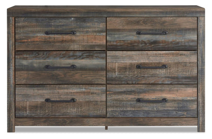 Commode à 6 tiroirs Abby pour chambre à coucher, 58,7 L x 36,42 H - Marron | Commode Abby de 58,7 po (L) x 36,42 po (H) à 6 tiroirs pour la chambre à coucher - brune