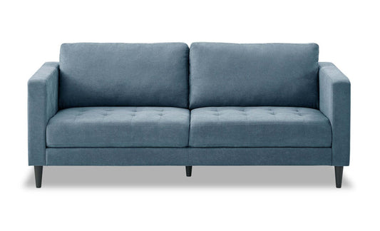 Canapé en tissu Metro 78 avec coussins d'assise capitonnés et coussins de dossier réversibles - Bleu denim | Canapé Metro de 78 po en tissu avec coussins de siège capitonnés et coussins de dossier réversibles - bleu denim