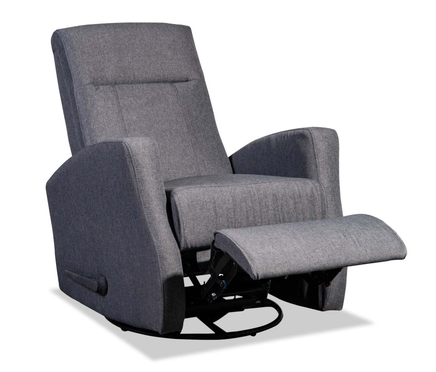 Fauteuil berçant, pivotant et inclinable Nyla de 30 po en tissu d’apparence lin - gris