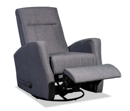 Fauteuil berçant, pivotant et inclinable Nyla de 30 po en tissu d’apparence lin - gris