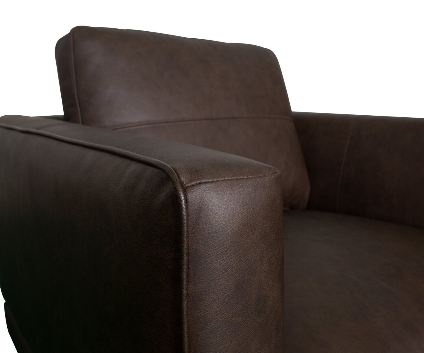 Chaise Melrose 36,5 en cuir véritable de première qualité avec pieds en métal - Brun foncé | Fauteuil Melrose de 36,5 po en cuir de qualité supérieure avec pattes en métal véritable - brun foncé