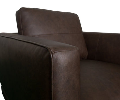 Chaise Melrose 36,5 en cuir véritable de première qualité avec pieds en métal - Brun foncé | Fauteuil Melrose de 36,5 po en cuir de qualité supérieure avec pattes en métal véritable - brun foncé