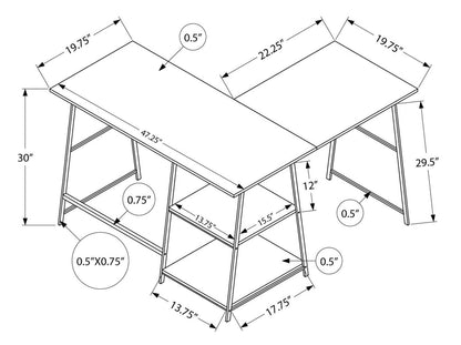Evlin 42 L-Shaped Office Desk with Shelves - White Marble-Look|Bureau en forme de L Evlin de 42 po à tablettes - apparence marbre blanc