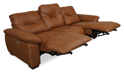 Bello 91.7 Leather-Look Fabric Power Reclining Sofa - Brown | Sofa à inclinaison électrique Bello de 91,7 po en tissu d’apparence cuir - brun