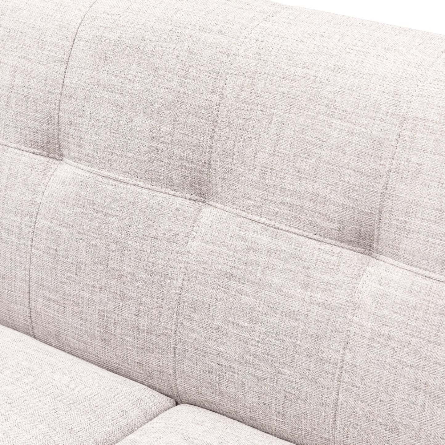 Kort & Co. Freeman 80” Linen-Look Fabric Condo Size Sofa with Wood Legs - Dove White | Sofa Freeman de Kort & Co. de 80 po de format condo en tissu d’apparence lin avec base et pattes en bois - blanc colombe