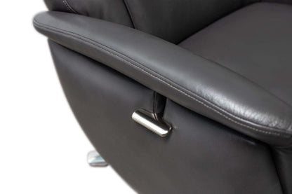 Vega 29,5 Fauteuil inclinable pivotant sans stress en similicuir avec repose-pieds et pieds en aluminium - Gris | Fauteuil pivotant inclinable Vega antistress de 29,5 po en similicuir avec repose-pieds et pattes en aluminium - gris