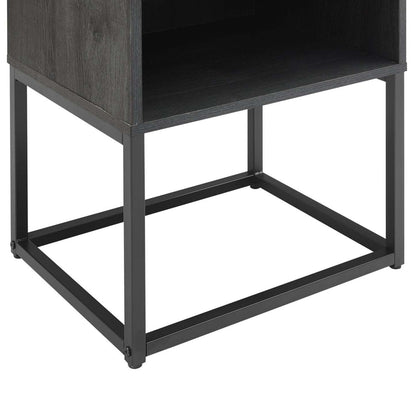 Table de chevet Fynn à 1 tiroir avec étagère de rangement, 18 L x 25,75 H - Marron/Noir | Table de nuit Fynn de 18 po (l) x 25,75 po (H) à 1 tiroir avec tablette de rangement - brune et noire