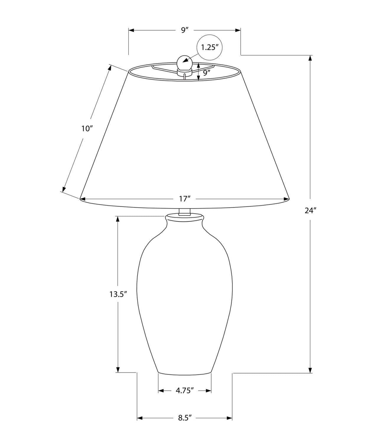 24 Lampe de table en céramique texturée noire avec abat-jour ivoire|Lampe de table de 24 po en céramique texturée noire avec abat-jour ivoire