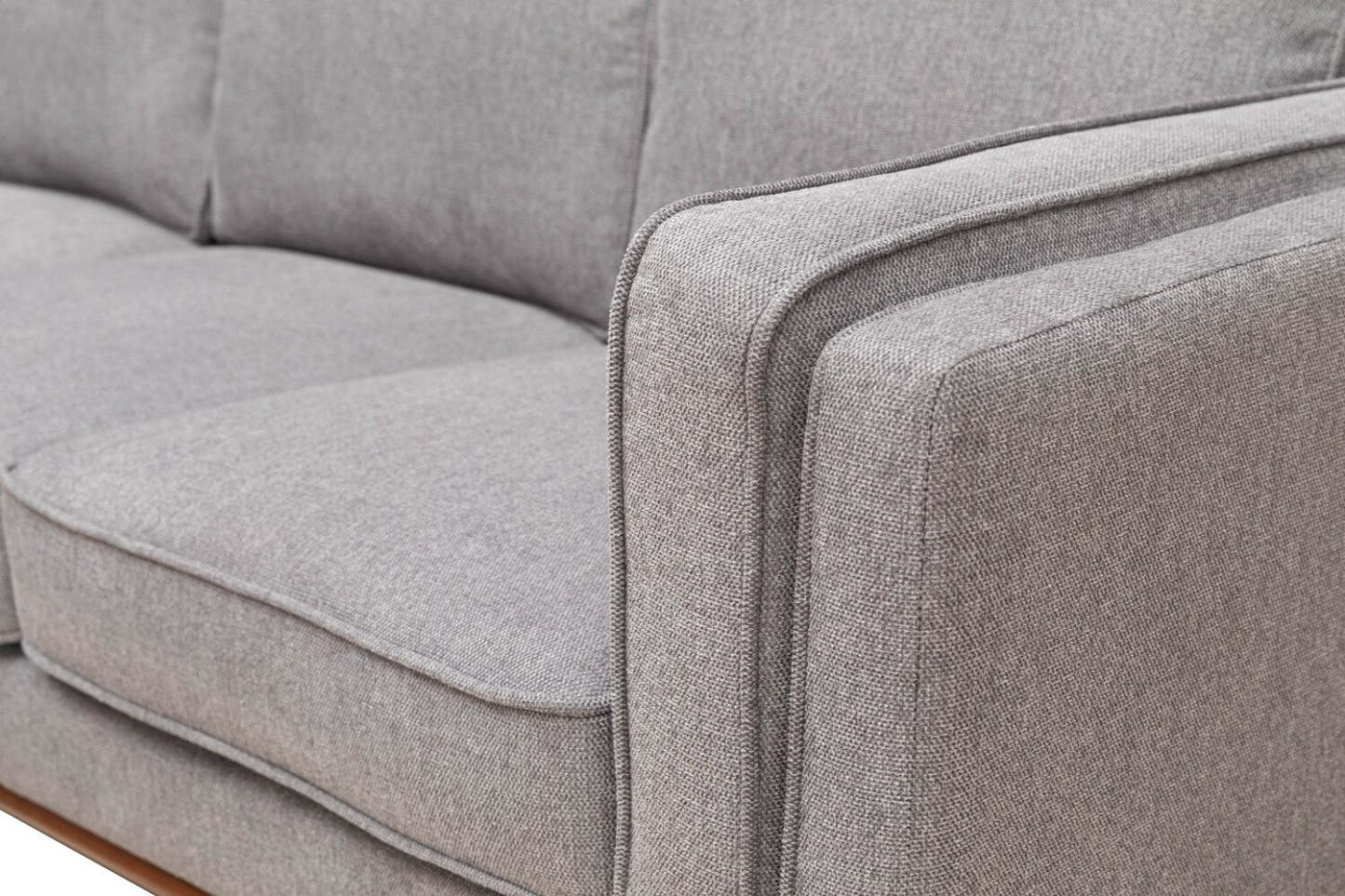 Sofa sectionnel Kassia de Kort & Co. 2 pièces en tissu d’apparence lin avec base et pattes en bois - gris