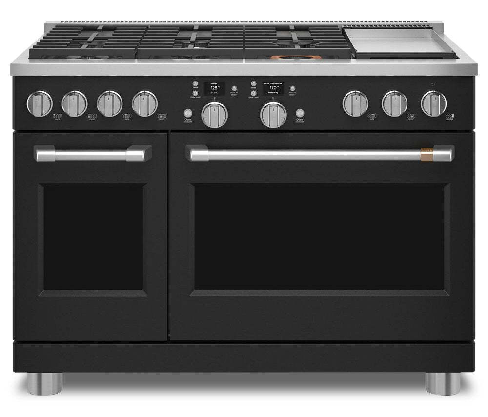 Cuisinière intelligente hybride Café de 8,25 pi³ avec convection européenne véritable et grilles aut… - Noir -…